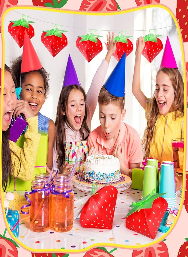 Fuyoooo 30 Pcs Strawberry Party Favor Treat Boxes Strawberry Birthday Party Gift Boxes for Girls Kids Sweet Fruit Candy Box with Ribbon for Birthday Decoration Baby Shower Supplies(Red) - Image 5